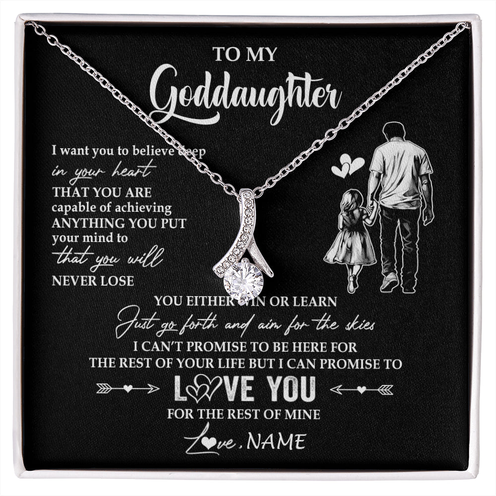 Alluring Beauty Necklace 14K White Gold Finish | 1 | Personalized To My Goddaughter Necklace You Will Never Lose From Godfather Uncle Goddaughter Birthday Gifts Graduation Christmas Gift Box Message Card | siriusteestore