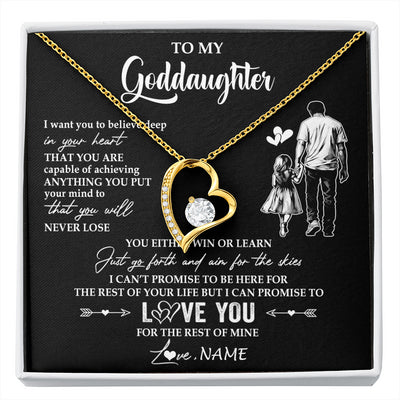 Forever Love Necklace 18K Yellow Gold Finish | 1 | Personalized To My Goddaughter Necklace You Will Never Lose From Godfather Uncle Goddaughter Birthday Gifts Graduation Christmas Gift Box Message Card | siriusteestore