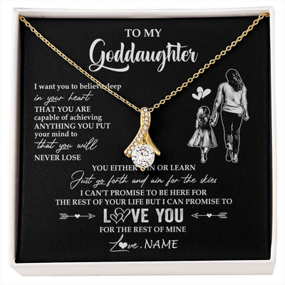 Alluring Beauty Necklace 18K Yellow Gold Finish | 1 | Personalized To My Goddaughter Necklace You Will Never Lose From Godmother Aunt Goddaughter Birthday Gifts Graduation Christmas Gift Box Message Card | siriusteestore
