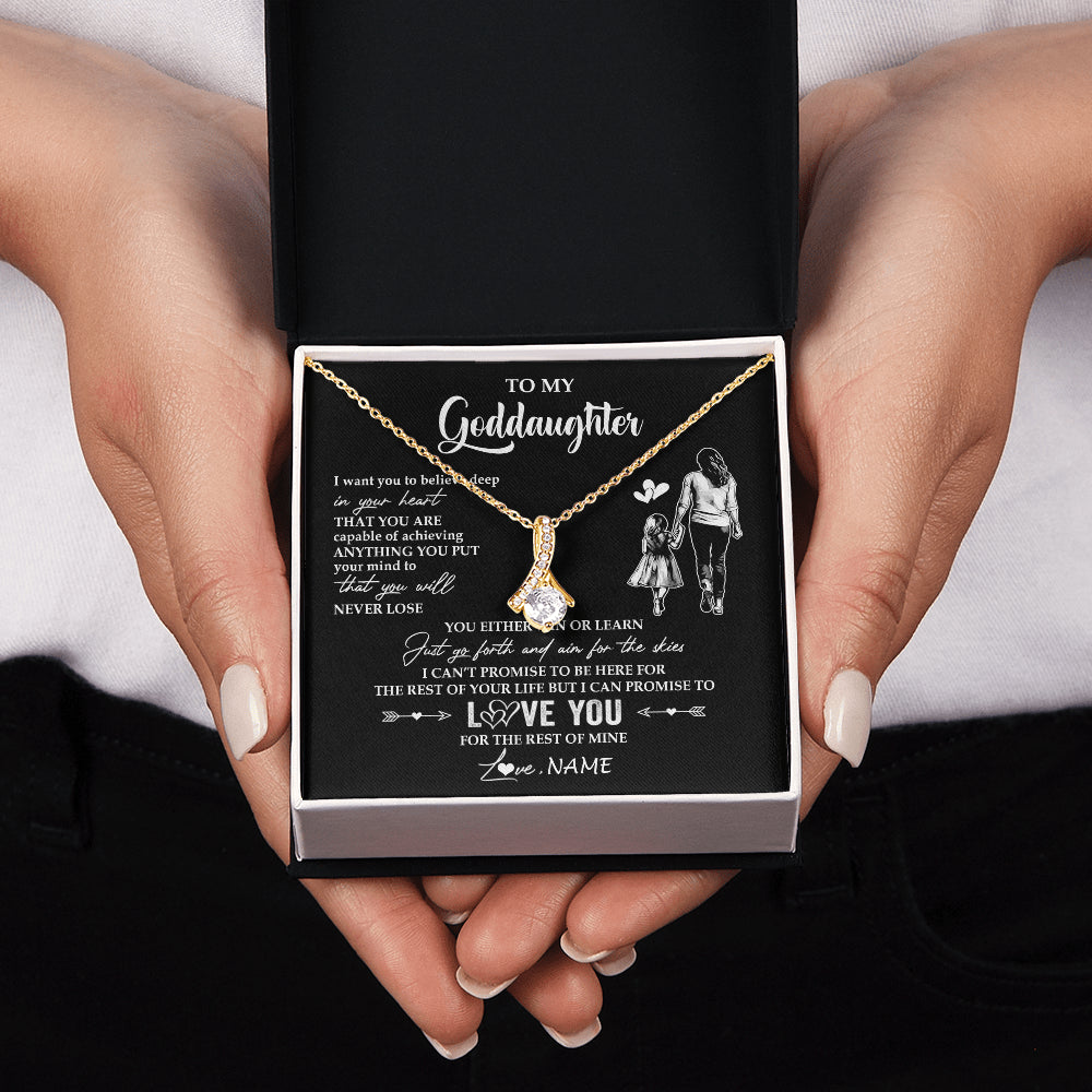 Alluring Beauty Necklace 18K Yellow Gold Finish | 2 | Personalized To My Goddaughter Necklace You Will Never Lose From Godmother Aunt Goddaughter Birthday Gifts Graduation Christmas Gift Box Message Card | siriusteestore