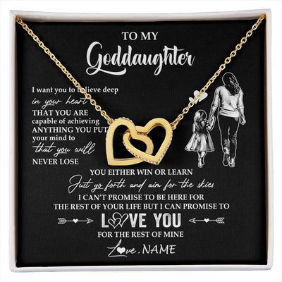 Interlocking Hearts Necklace 18K Yellow Gold Finish | 1 | Personalized To My Goddaughter Necklace You Will Never Lose From Godmother Aunt Goddaughter Birthday Gifts Graduation Christmas Gift Box Message Card | siriusteestore