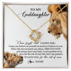 Love Knot Necklace 18K Yellow Gold Finish | 1 | Personalized To My Goddaughter Necklace from Godfather Forget I Love You Lion Jewelry Goddaughter Birthday Graduation Christmas Customized Message Card | siriusteestore