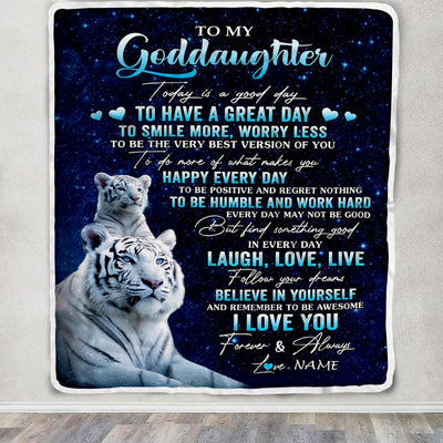 Personalized To My Goddaughter Tiger Blanket From Godmother Today Is A Good Day Goddaughter Gifts Birthday Graduation Christmas Customized Bed Fleece Blanket | siriusteestore