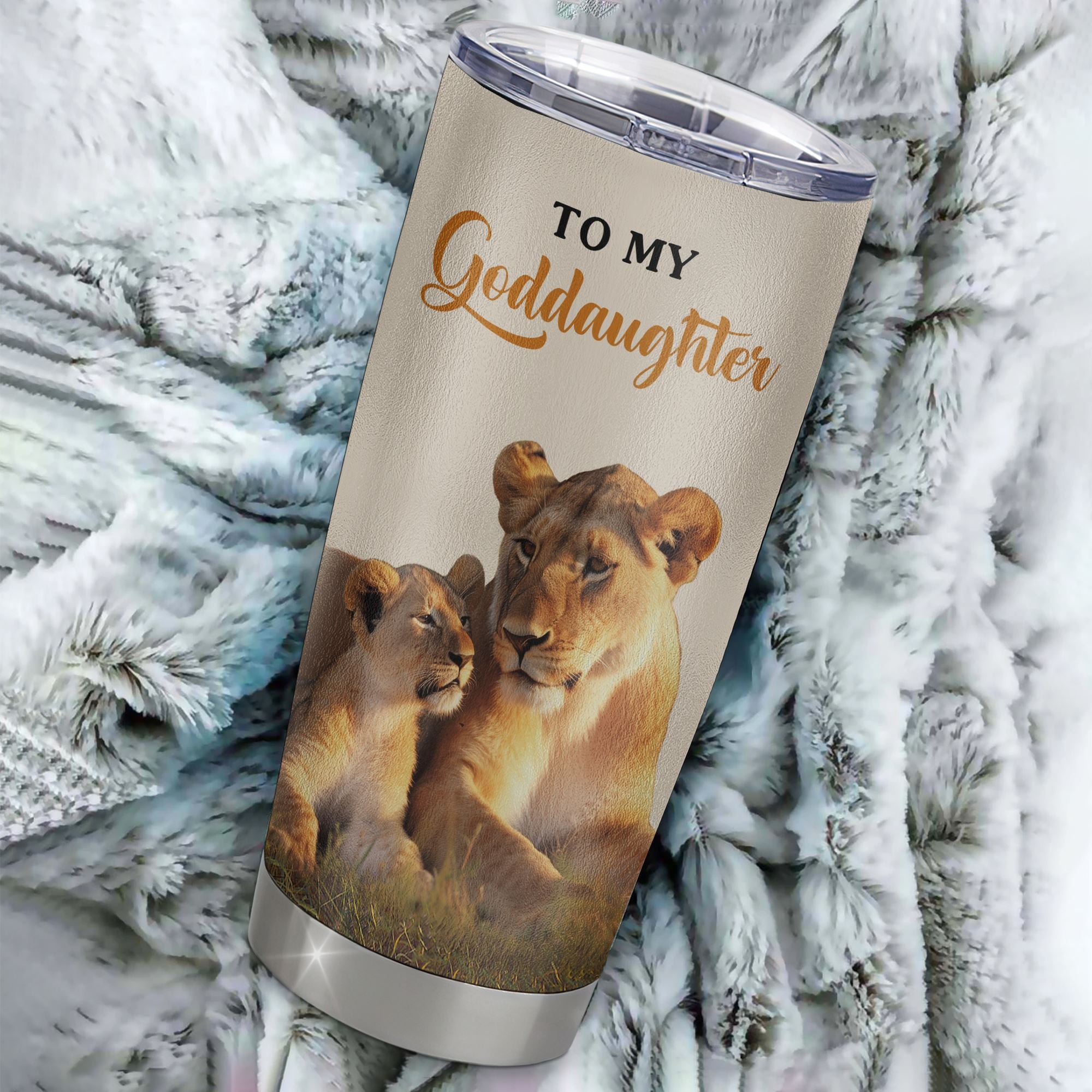 Personalized To My Goddaughter Tumbler Cup From Godmother Whenever You Fell Overwhelmed Lion Goddaughter Birthday Gifts Graduation Christmas Custom Travel Mug | siriusteestore