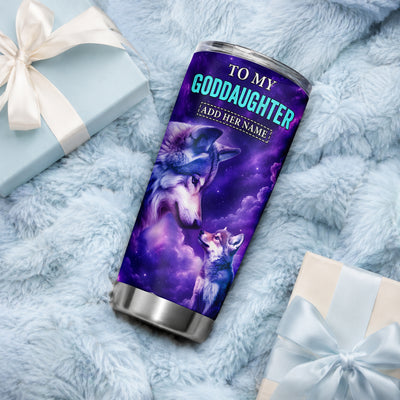 Personalized To My Goddaughter Tumbler From Aunt Uncle Wolf Never Forget I Love You Goddaughter Birthday Gifts Graduation Christmas Custom Stainless Steel Travel Mug | siriusteestore