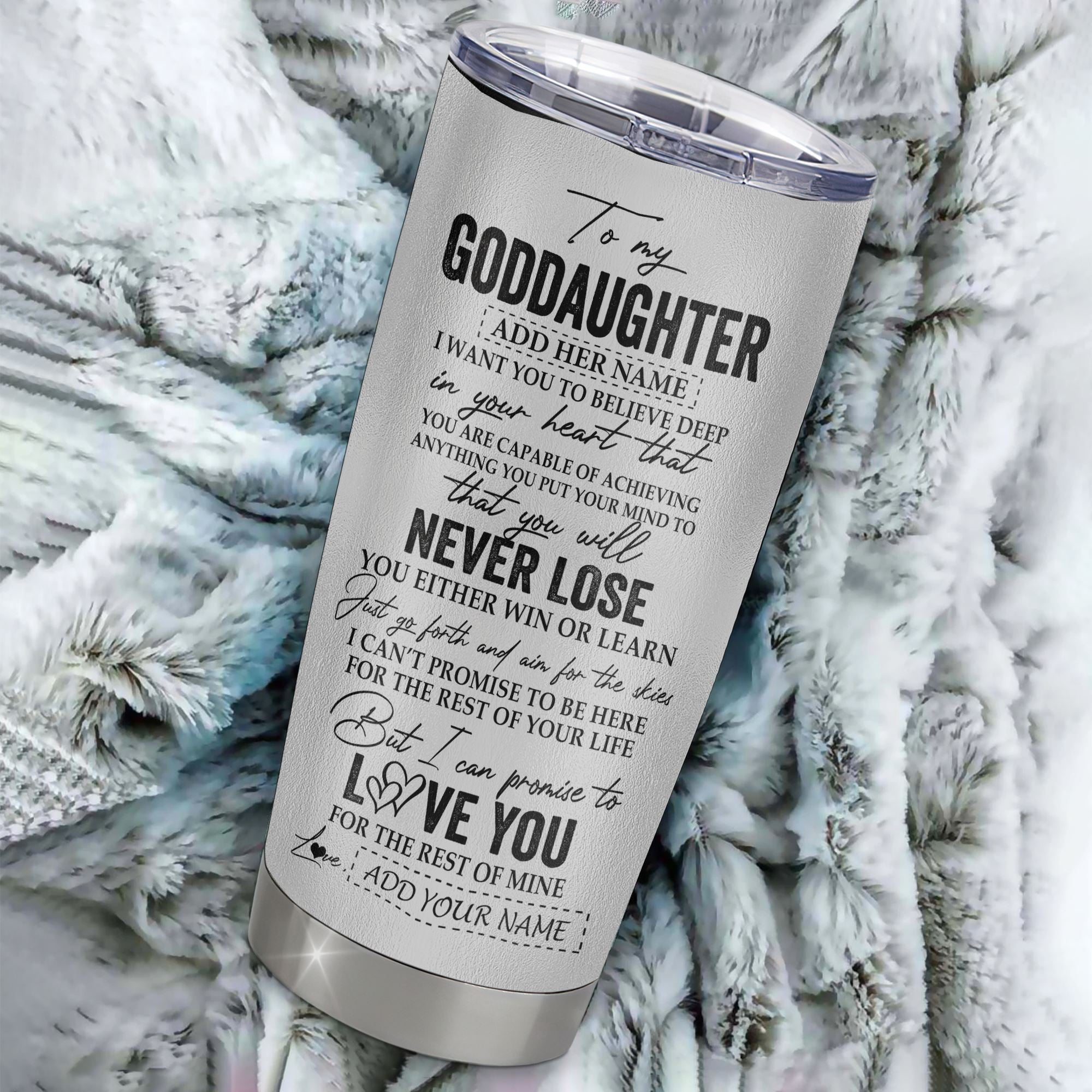 Personalized To My Goddaughter Tumbler From Aunt Uncle You Will Never Lose Eagle Goddaughter Birthday Gifts Graduation Christmas Custom Stainless Steel Cup Travel Mug | siriusteestore