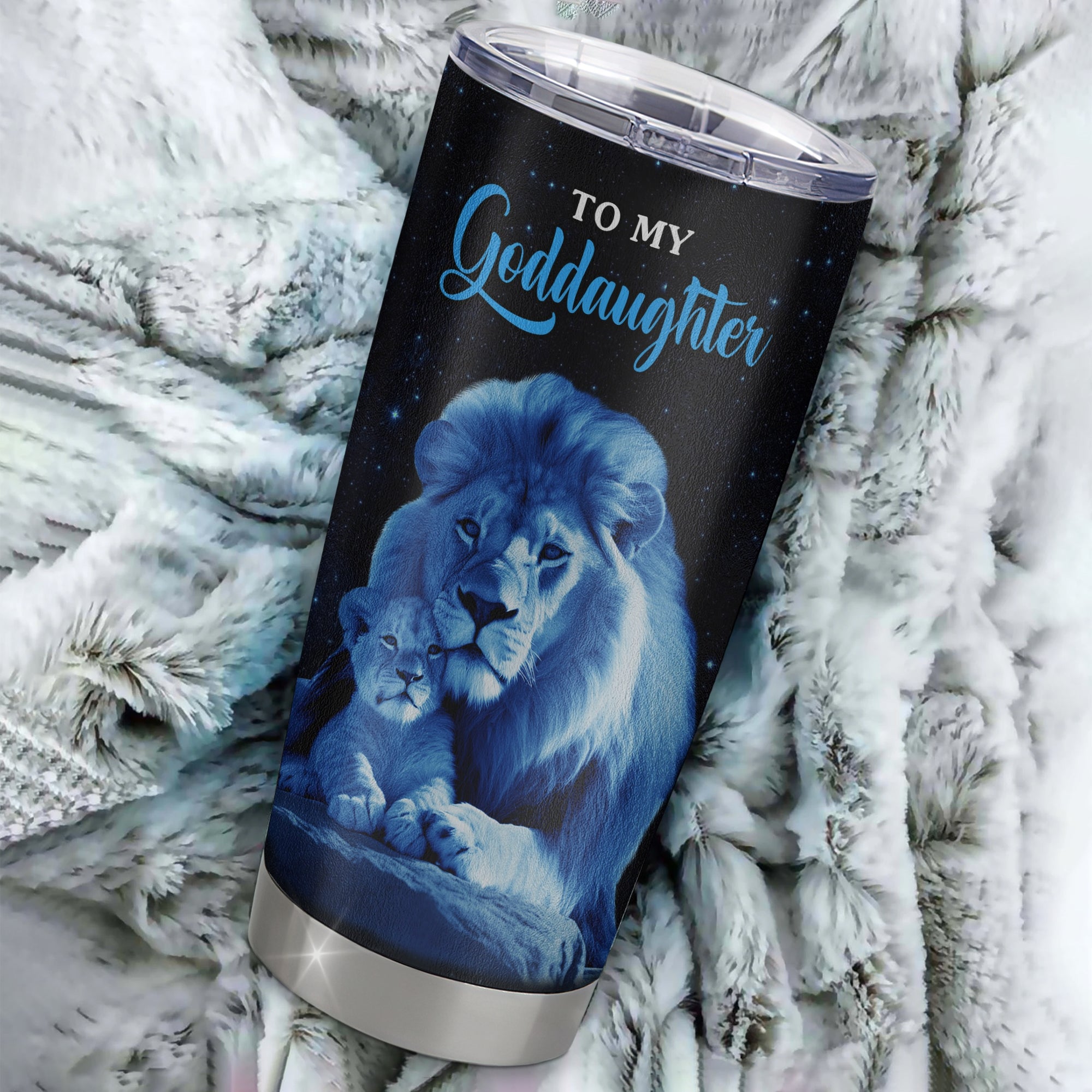 Personalized To My Goddaughter Tumbler From Godfather Stainless Steel Cup I Love You This Old Lion Goddaughter Birthday Christmas Travel Mug | siriusteestore