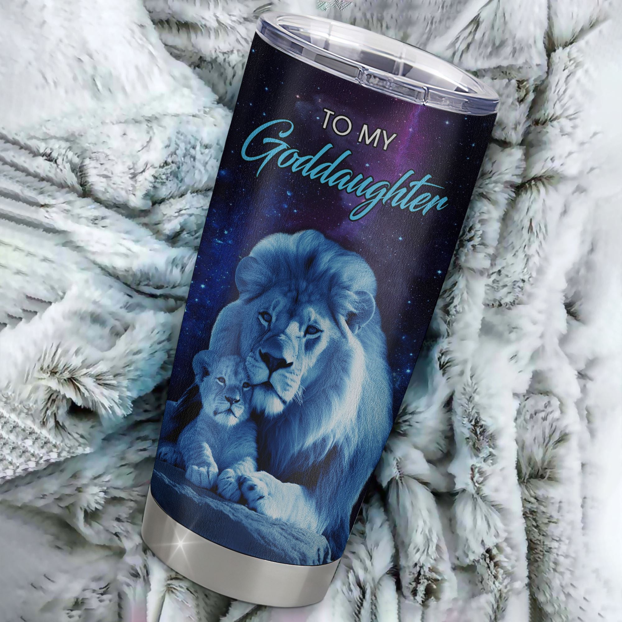 Personalized To My Goddaughter Tumbler From Godfather Stainless Steel Cup Sometimes It's Hard Lion Goddaughter Gift Birthday Graduation Christmas Custom Travel Mug | siriusteestore