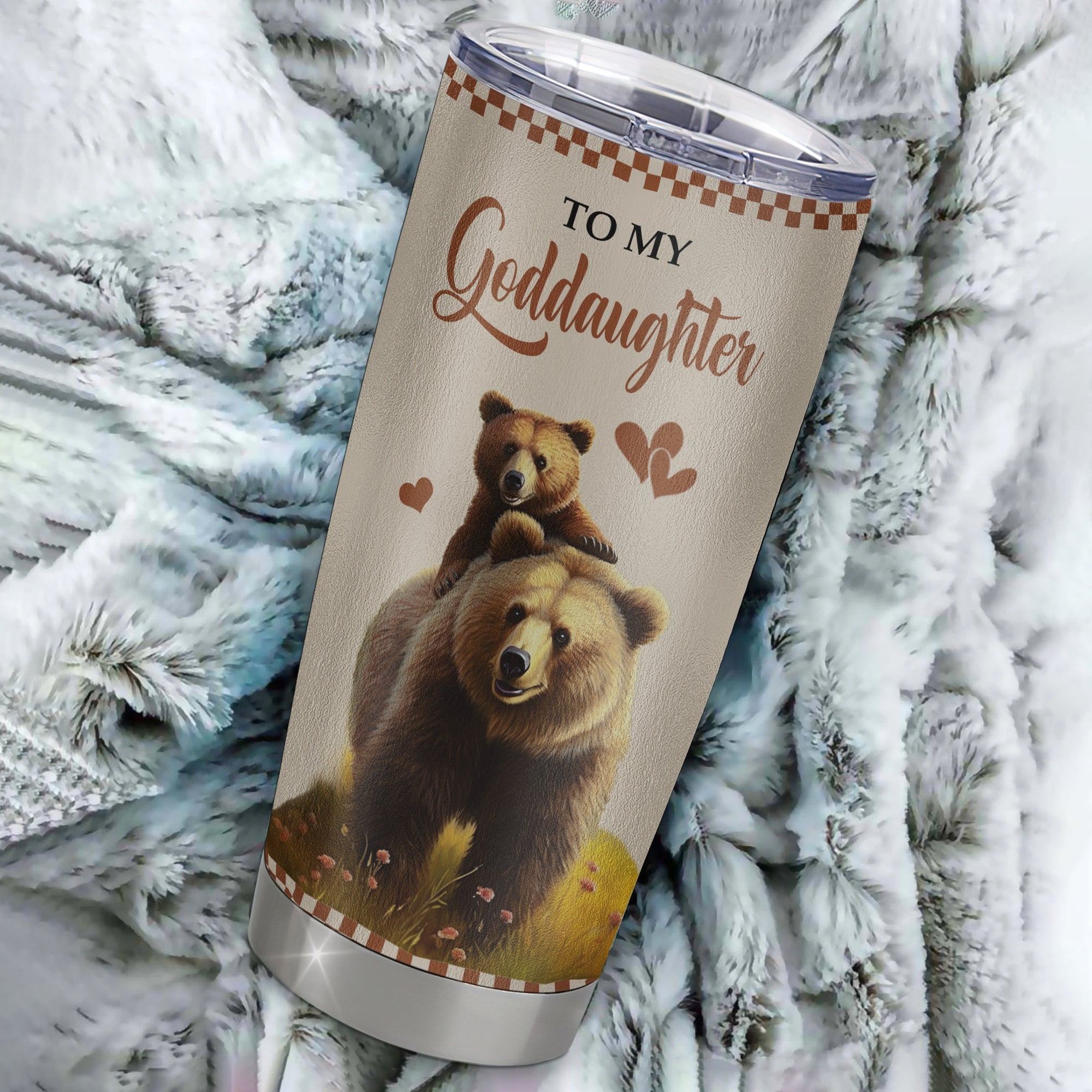Personalized To My Goddaughter Tumbler From Godmother Godfather Stainless Steel Cup This Old Bear Love You Goddaughter Birthday Gifts Christmas Custom Travel Mug | siriusteestore