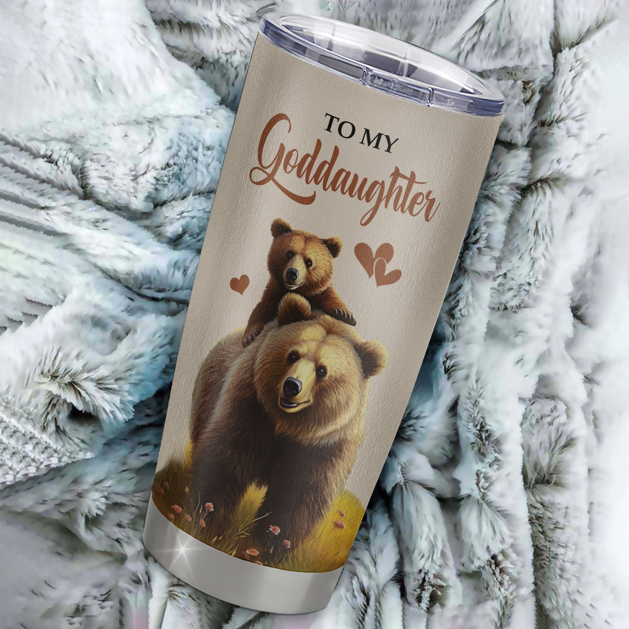 Personalized To My Goddaughter Tumbler From Godmother Godfather Stainless Steel Cup This Old Bear Love You Goddaughter Birthday Gifts Christmas Custom Travel Mug | siriusteestore