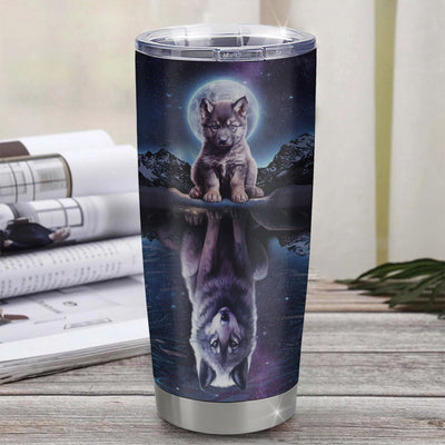 Personalized To My Goddaughter Tumbler From Godmother Stainless Steel Cup I Close My Eyes Wolf Goddaughter Birthday Gifts Graduation Christmas Custom Travel Mug | siriusteestore