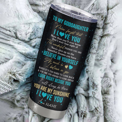 Personalized To My Goddaughter Tumbler From Godmother Stainless Steel Cup Never Forget I Love You White Tiger Goddaughter Birthday Christmas Travel Mug | siriusteestore