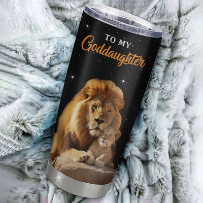 Personalized To My Goddaughter Tumbler From Uncle Stainless Steel Cup Live Laugh Love Lion Goddaughter Birthday Gifts Positive Graduation Christmas Custom Travel Mug | siriusteestore