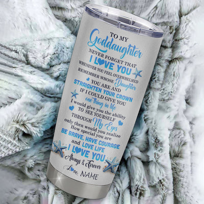 Personalized To My Goddaughter Tumbler Stainless Steel Cup Dophin Never Forget I Love You Goddaughter Gift Birthday Graduation Christmas Travel Mug | siriusteestore