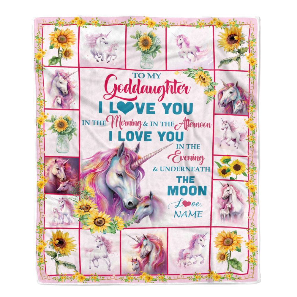 Personalized To My Goddaughter Unicorn Blanket From Godmother Aunt Never Forget I Love You Goddaughter Birthday Gifts Christmas Customized Bed Fleece Blanket | siriusteestore