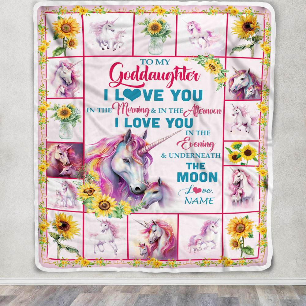Personalized To My Goddaughter Unicorn Blanket From Godmother Aunt Never Forget I Love You Goddaughter Birthday Gifts Christmas Customized Bed Fleece Blanket | siriusteestore