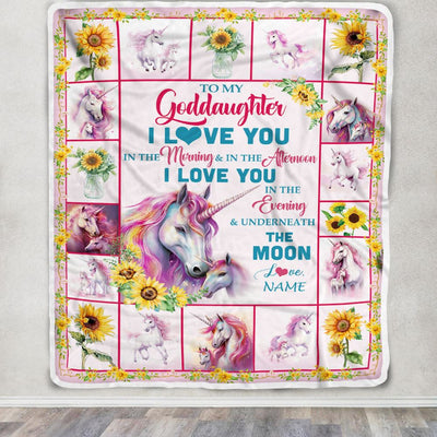 Personalized To My Goddaughter Unicorn Blanket From Godmother Aunt Never Forget I Love You Goddaughter Birthday Gifts Christmas Customized Bed Fleece Blanket | siriusteestore