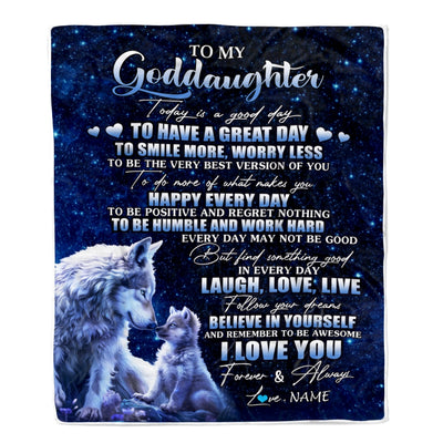 Personalized To My Goddaughter Wolf Blanket From Godmother Today Is A Good Day Goddaughter Gifts Birthday Graduation Christmas Customized Bed Fleece Blanket | siriusteestore