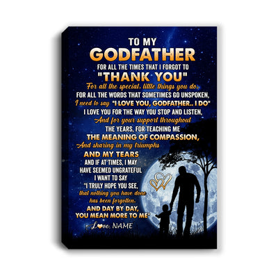 Personalized To My Godfather Canvas From Nephew Niece Thank You Grateful Love Uncle Birthday Fathers Day Thanksgiving Christmas Custom Wall Art Print Framed Canvas | siriusteestore