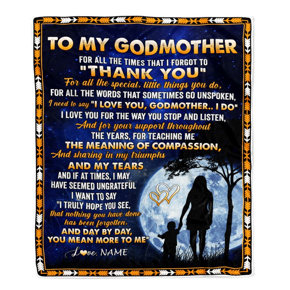 Personalized To My Godmother Blanket From Godchild Thank You Grateful Love Godmother Birthday Mothers Day Christmas Customized Gift Fleece Blanket | siriusteestore