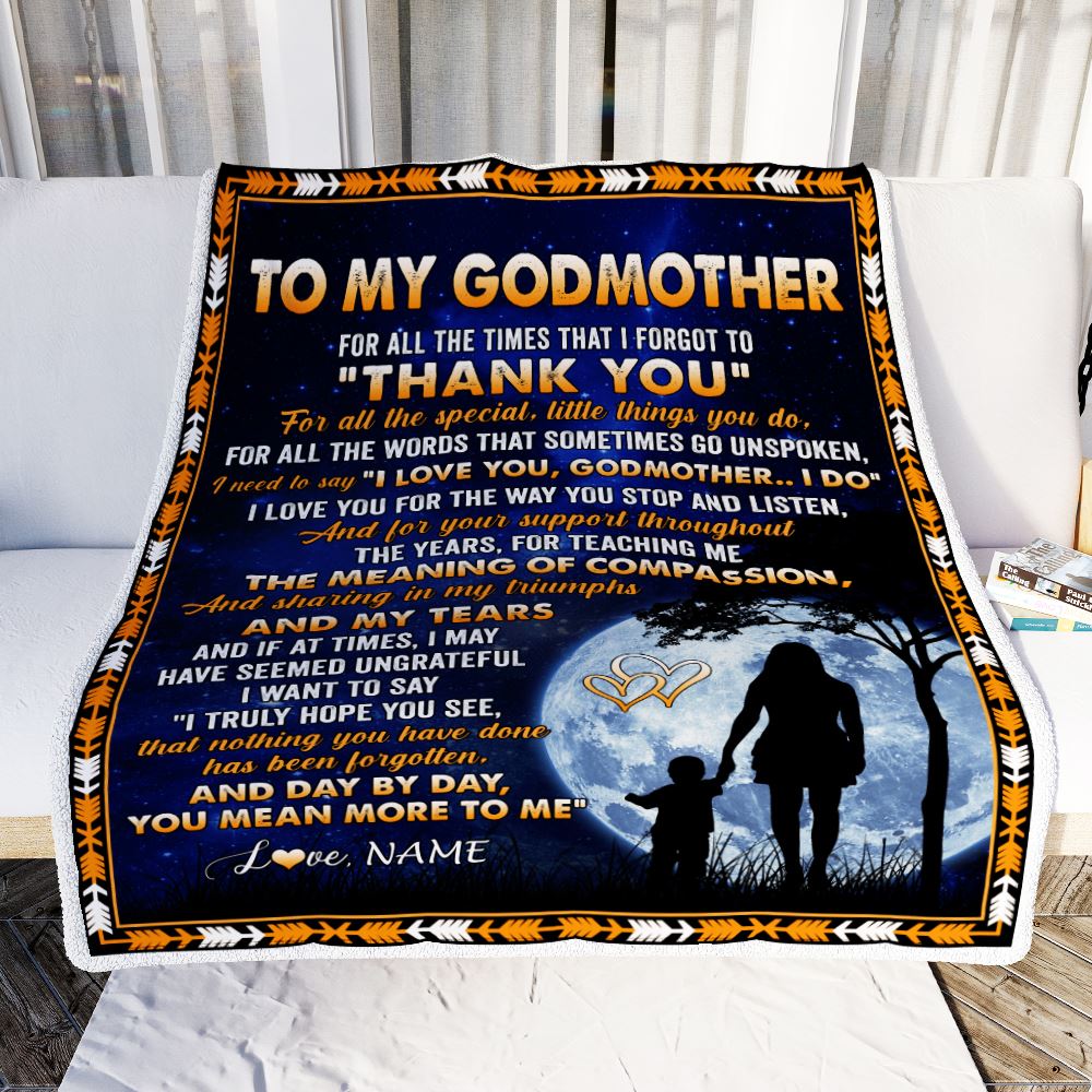 Personalized To My Godmother Blanket From Godchild Thank You Grateful Love Godmother Birthday Mothers Day Christmas Customized Gift Fleece Blanket | siriusteestore