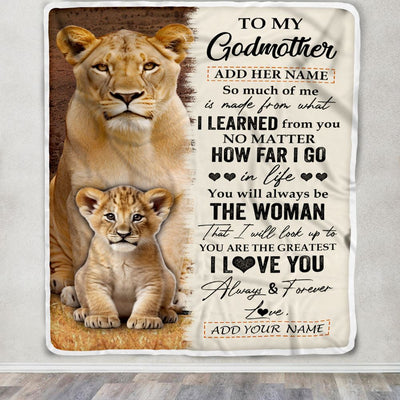 Personalized To My Godmother Blanket From Godson Goddaughter You Are The Greatest Lion Godmother Birthday Gifts Mothers Day Christmas Customized Fleece Blanket | siriusteestore