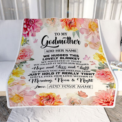 Personalized To My Godmother Blanket From Niece Floral We Hugged This Lovely Aunt Birthday Gifts Mothers Day Christmas Customized Fleece Throw Blanket | siriusteestore