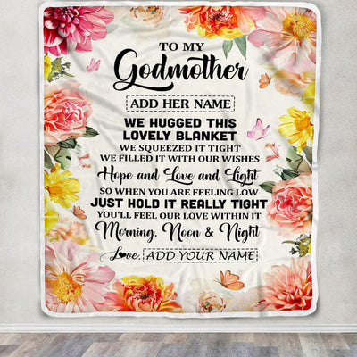 Personalized To My Godmother Blanket From Niece Floral We Hugged This Lovely Aunt Birthday Gifts Mothers Day Christmas Customized Fleece Throw Blanket | siriusteestore