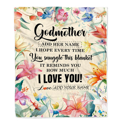 Personalized To My Godmother Blanket From Niece Nephew Floral I Love You Great Aunt Birthday Gifts Mothers Day Christmas Customized Fleece Throw Blanket | siriusteestore