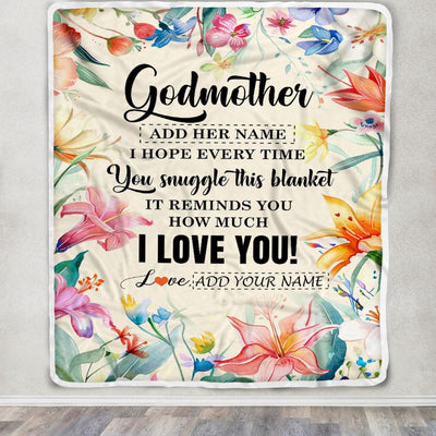 Personalized To My Godmother Blanket From Niece Nephew Floral I Love You Great Aunt Birthday Gifts Mothers Day Christmas Customized Fleece Throw Blanket | siriusteestore