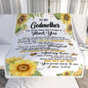 Personalized To My Godmother Blanket From Niece Nephew Sunflower Thank You I Love You Aunt Birthday Mothers Day Christmas Customized Gift Fleece Blanket | siriusteestore