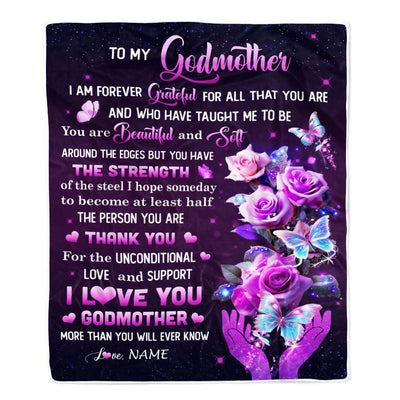 Personalized To My Godmother Blanket Thank You For Love Butterfly Godmother Birthday Mothers Day Thanksgiving Christmas Customized Gift Fleece Throw Blanket | siriusteestore