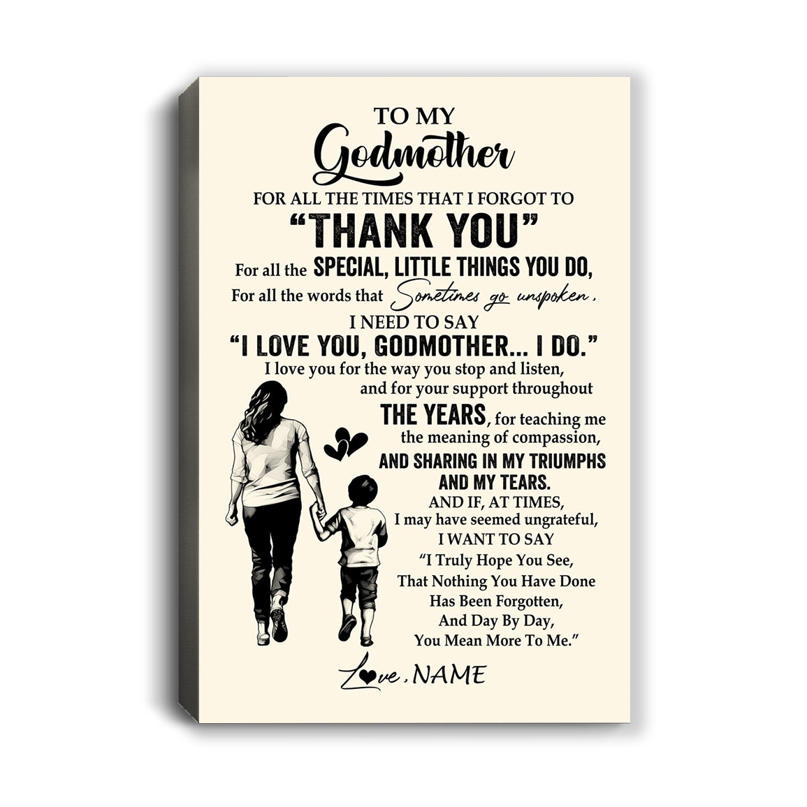 Personalized To My Godmother Canvas From Nephew For All The Times That I Forgot To Thank You Godmother Birthday Mothers Day Christmas Custom Wall Art Print Framed Canvas | siriusteestore