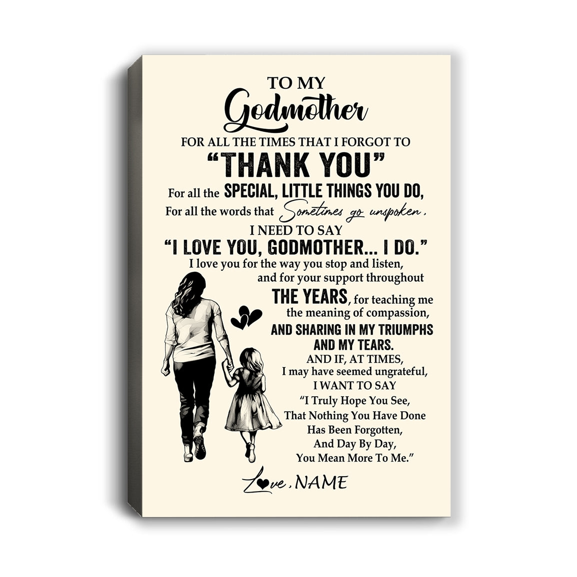 Personalized To My Godmother Canvas From Niece For All The Times That I Forgot To Thank You Godmother Birthday Mothers Day Christmas Custom Wall Art Print Framed Canvas | siriusteestore