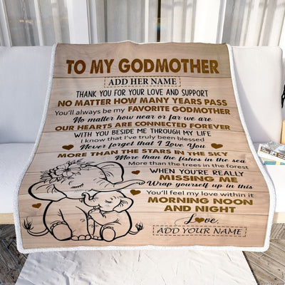 Personalized To My Godmother Gifts Blanket From Goddaughter Elephant My Favorite Godmother Birthday Gifts Mothers Day Christmas Custom Name Fleece Blanket | siriusteestore