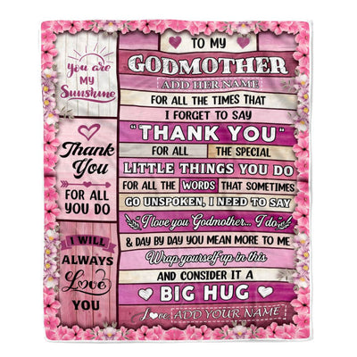 Personalized To My Godmother Gifts Blanket From Goddaughter Wood Thank You Best Godmother Birthday Gifts Mothers Day Christmas Custom Name Fleece Blanket | siriusteestore