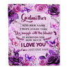 Personalized To My Godmother Gifts Blanket From Niece Nephew Purple Floral Birthday Gifts For Aunt Mothers Day Thanksgiving Christmas Custom Fleece Blanket | siriusteestore