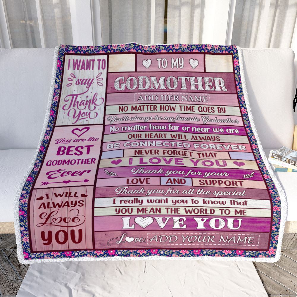 Personalized To My Godmother Gifts Blanket From Niece Nephew Wood My Favorite Aunt Birthday Gifts Mothers Day Christmas Customized Fleece Throw Blanket | siriusteestore