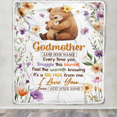Personalized To My Godmother Gifts From Goddaughter Godson Blanket Bear Big Hug Birthday Present Gift Idea For Godmother Mothers Day Christmas Fleece Blanket Shirt & Hoodie | siriusteestore