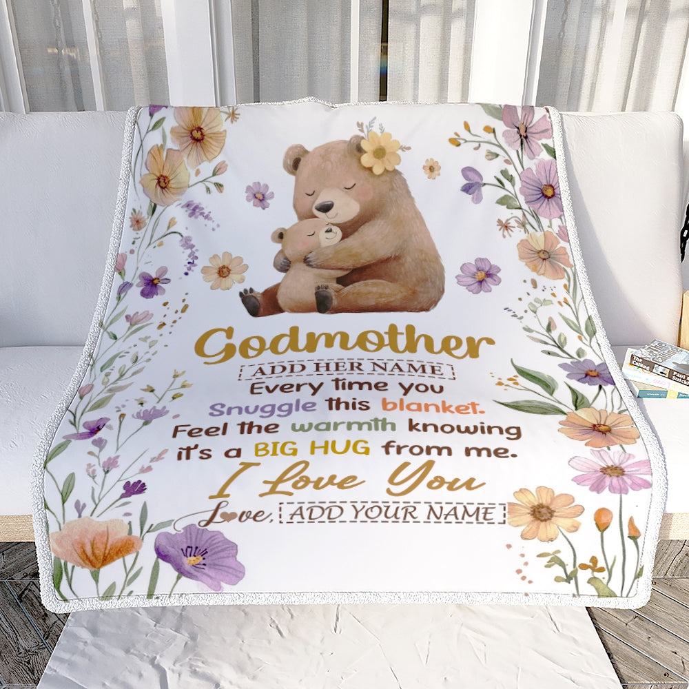 Personalized To My Godmother Gifts From Goddaughter Godson Blanket Bear Big Hug Birthday Present Gift Idea For Godmother Mothers Day Christmas Fleece Blanket Shirt & Hoodie | siriusteestore