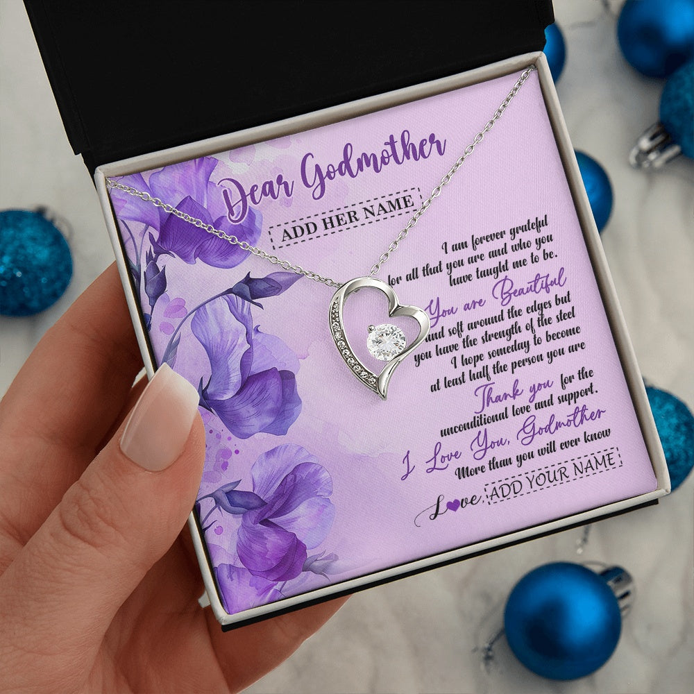 Forever Love Necklace 14K White Gold Finish | 2 | Personalized To My Godmother Gifts From Niece Necklace Flower You Are Beautiful Gifts For Aunt Mothers Day Birthday Christmas Custom Gift Box Message Card | siriusteestore.myshopify