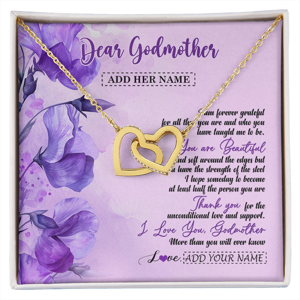 Interlocking Hearts Necklace 18K Yellow Gold Finish | 1 | Personalized To My Godmother Gifts From Niece Necklace Flower You Are Beautiful Gifts For Aunt Mothers Day Birthday Christmas Custom Gift Box Message Card | siriusteestore.myshopify