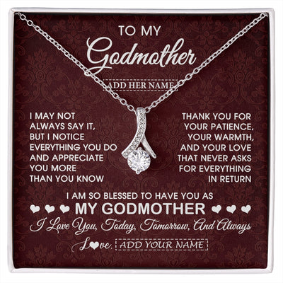 Alluring Beauty Necklace 14K White Gold Finish | 1 | Personalized To My Godmother Gifts From Niece Necklace Meaningful Jewelry Pendant Gifts For Aunt Mothers Day Birthday Christmas Custom Gift Box Message Card | https://siriusteestore.
