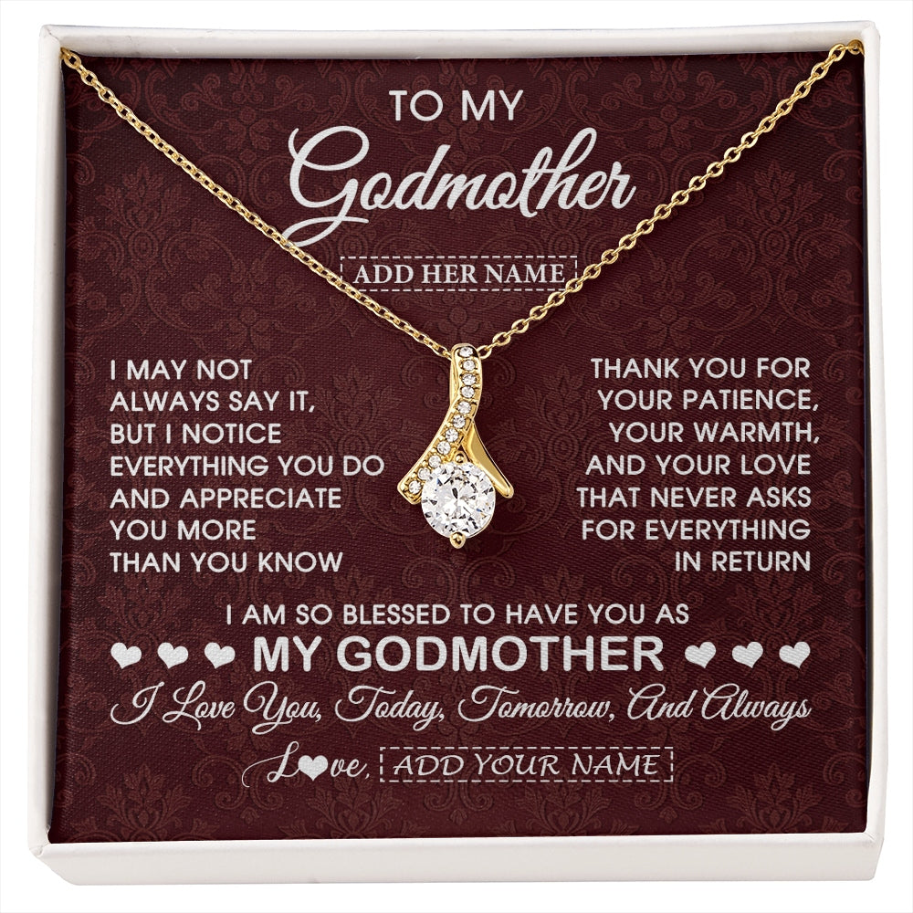 Alluring Beauty Necklace 18K Yellow Gold Finish | 1 | Personalized To My Godmother Gifts From Niece Necklace Meaningful Jewelry Pendant Gifts For Aunt Mothers Day Birthday Christmas Custom Gift Box Message Card | https://siriusteestore.