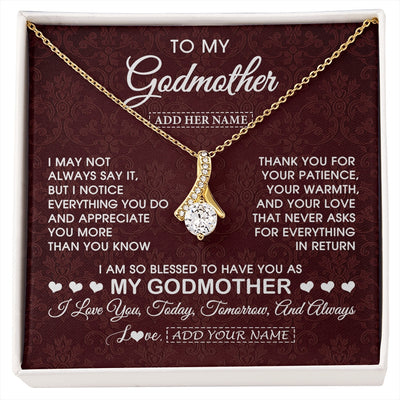 Alluring Beauty Necklace 18K Yellow Gold Finish | 1 | Personalized To My Godmother Gifts From Niece Necklace Meaningful Jewelry Pendant Gifts For Aunt Mothers Day Birthday Christmas Custom Gift Box Message Card | https://siriusteestore.