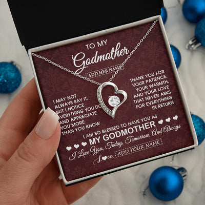 Forever Love Necklace 14K White Gold Finish | 2 | Personalized To My Godmother Gifts From Niece Necklace Meaningful Jewelry Pendant Gifts For Aunt Mothers Day Birthday Christmas Custom Gift Box Message Card | https://siriusteestore.