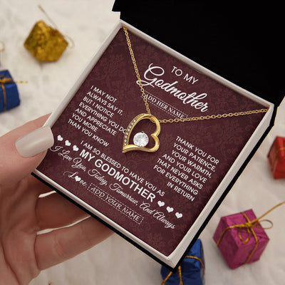 Forever Love Necklace 18K Yellow Gold Finish | 2 | Personalized To My Godmother Gifts From Niece Necklace Meaningful Jewelry Pendant Gifts For Aunt Mothers Day Birthday Christmas Custom Gift Box Message Card | https://siriusteestore.
