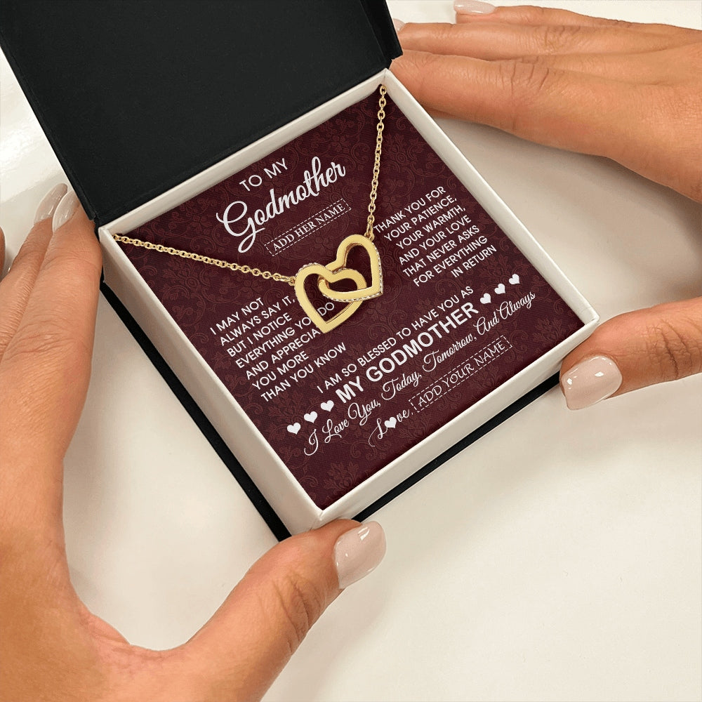 Interlocking Hearts Necklace 18K Yellow Gold Finish | 2 | Personalized To My Godmother Gifts From Niece Necklace Meaningful Jewelry Pendant Gifts For Aunt Mothers Day Birthday Christmas Custom Gift Box Message Card | https://siriusteestore.