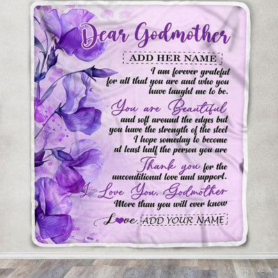 Personalized To My Godmother Gifts From Niece Nephew Blanket Flower You Are Beautiful Gifts For Aunt Mothers Day Birthday Christmas Fleece Throw Blanket | siriusteestore