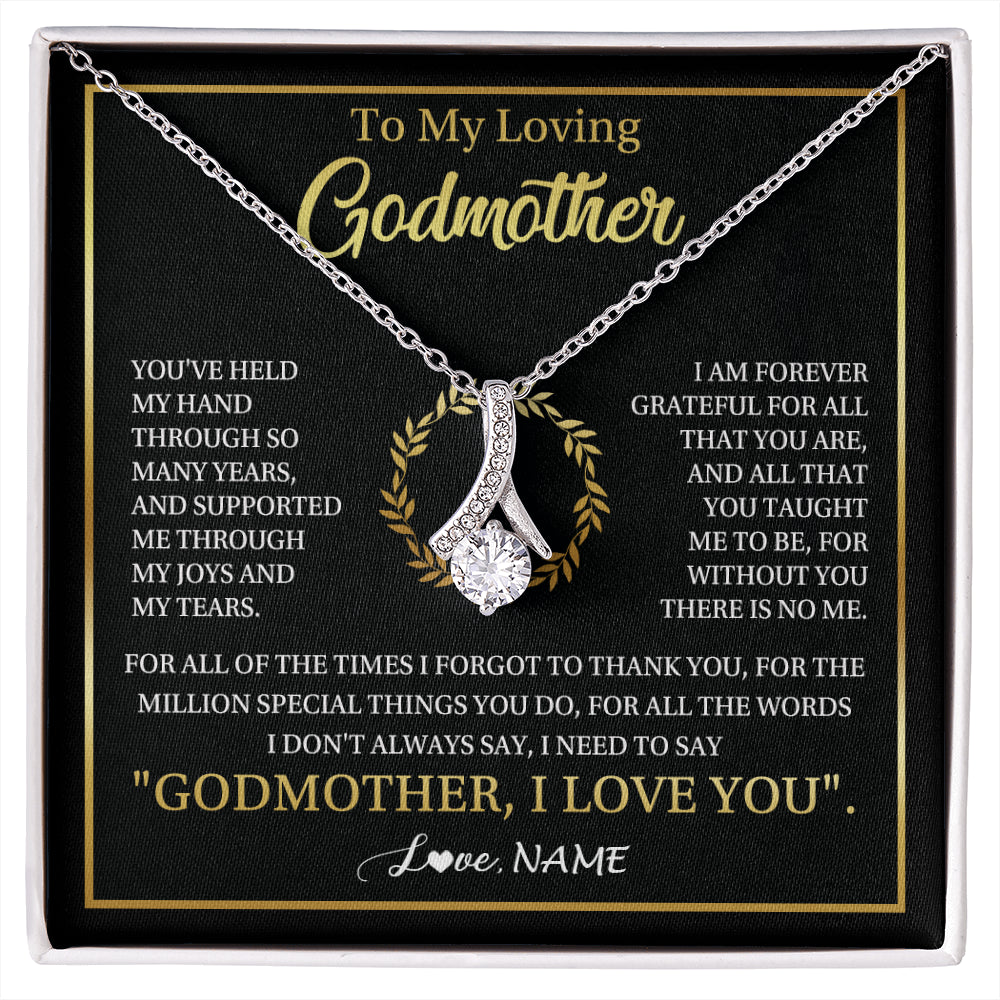 Alluring Beauty Necklace 14K White Gold Finish | 1 | Personalized To My Godmother Gifts Necklace From Niece Nephew Grateful Thank You Aunt Birthday Gifts Mothers Day Christmas Jewelry Gift Box Message Card | siriusteestore